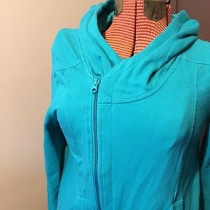 North Face Asymmetrical Teal Zip-front Hoodie NWOT